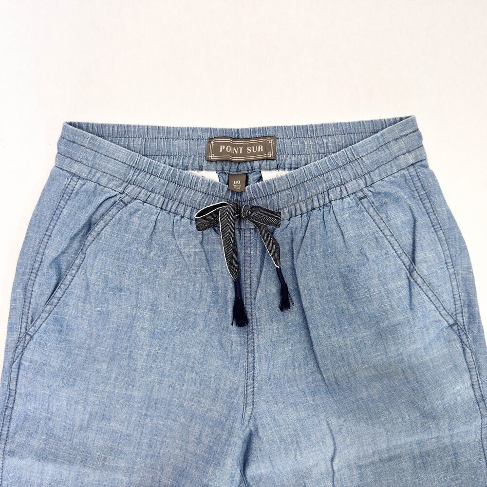 J.Crew Point Sur Women's Pants Size 00 | Linen Blue Ankle Cinched - Picture 3 of 6